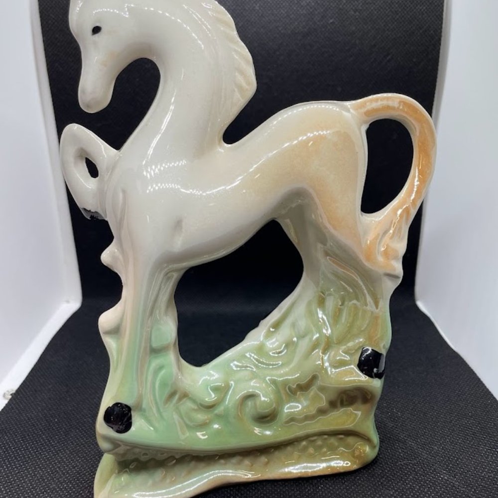 MCS Collectibles Brazilian Ceramic Horse Figurine Light Brown Horse Green Base